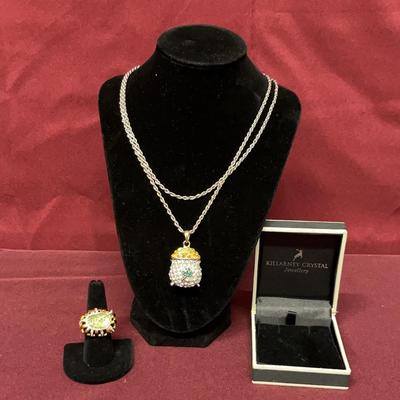 Crystal Pot Of Gold And Crystal Ring
