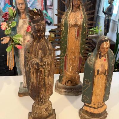 Sale Photo Thumbnail #11: Antique Virgins of Guadalupe Wood Statues 