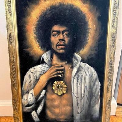 Sale Photo Thumbnail #83: Jimi Hendrix Vintage Oil Painting Velvet 