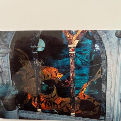 Sale Photo Thumbnail #108: Stunning Antique Stained Glass 
“Day and Night” Absolutely Stunning 
70”High X 72” Wide 