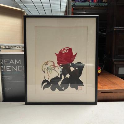 Sale Photo Thumbnail #291: Framed Mikumo Ishihara Woodblock Print of Flowers