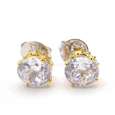 Sale Photo Thumbnail #61: Charles W 925 Sterling CZ Stud Earrings with Gold Accents