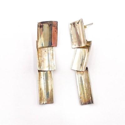 Sale Photo Thumbnail #37: ATI 925 Sterling Silver Segmented Drop Earrings