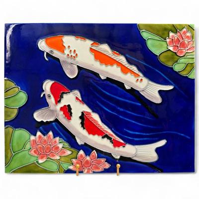 Sale Photo Thumbnail #115: Hand-Painted Ceramic Tile w/ Koi Fish