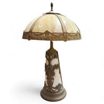 Sale Photo Thumbnail #6: Arts and Crafts Slag Glass Table Lamp