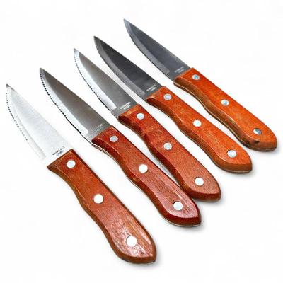 Sale Photo Thumbnail #210: 4 Stainless Steel Knives w/ Wooden Handles