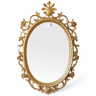 Sale Photo Thumbnail #279: Mid-20th Century Gold-Toned Oval Mirror