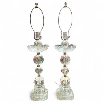 Sale Photo Thumbnail #127: Hollywood Regency Geometric Glass Table Lamps