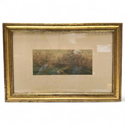 Sale Photo Thumbnail #226: Wallace Nutting Hand-Colored Photograph, “The Fair Orchard Way,” c. 1915–1925