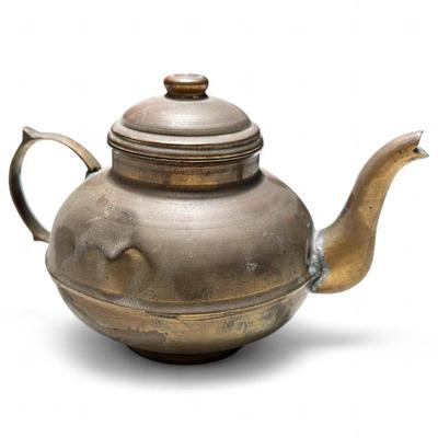 Sale Photo Thumbnail #187: Vintage Brass Teapot w/ Curved Spout