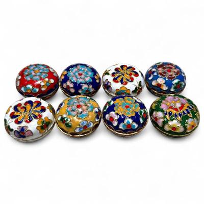 Sale Photo Thumbnail #252: Eight Chinese Cloisonné Floral Boxes