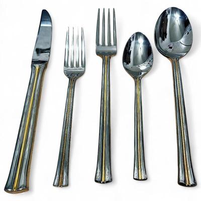 Sale Photo Thumbnail #25: Set of 10 Mikasa Newport Gold 5pc Place Setting/50pc Flatware Set