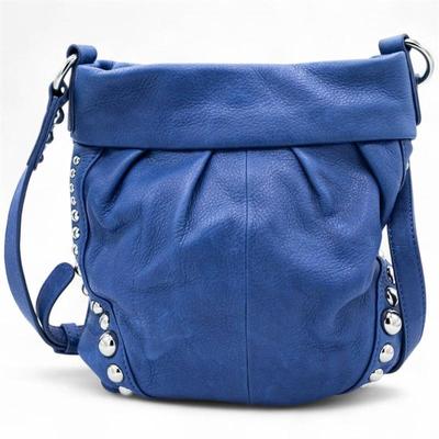 Sale Photo Thumbnail #41: B. Makowsky Blue Leather Crossbody Bag
