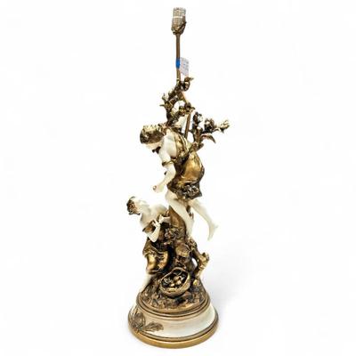 Sale Photo Thumbnail #5: Collection Francais Spelter Lamp Base, After Moreau, 1950s