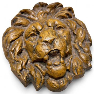 Sale Photo Thumbnail #232: Brass-Plated Lion's Head Relief Sculpture