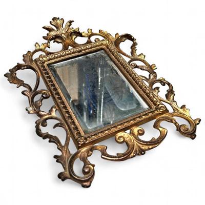 Sale Photo Thumbnail #215: Antique Victorian Gilded Cast Iron Mirror