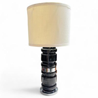Sale Photo Thumbnail #147: Large Stacked Body Black Modernist Table Lamp