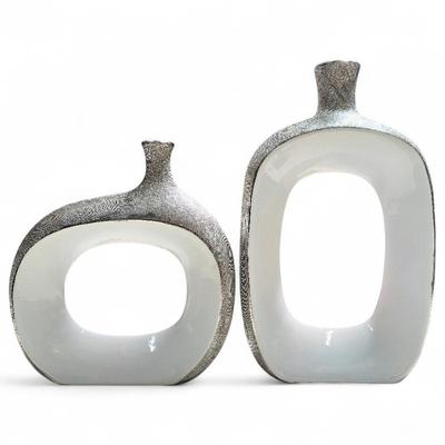 Sale Photo Thumbnail #152: IMAX Riley Gray Metallic Ceramic Vases