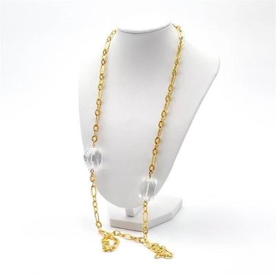 Sale Photo Thumbnail #55: Gold-Plated 925 Sterling Silver Chain Necklace with Clear Glass Beads