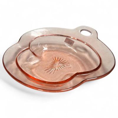 Sale Photo Thumbnail #175: Heisey Flamingo Pink Scallop Handled Bowl