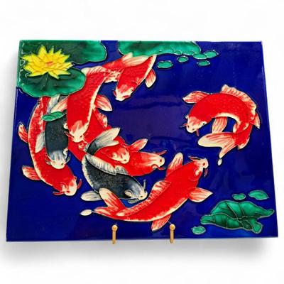 Sale Photo Thumbnail #114: Handmade Janice Tile w/ Koi Fish Design