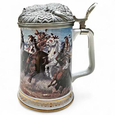 Sale Photo Thumbnail #259: "Thundering Hooves" Lidded Tankard by Gene Stewart, 1991