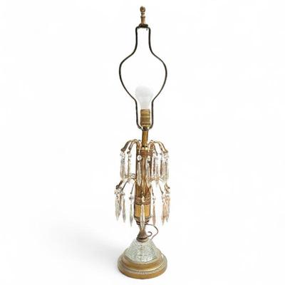 Sale Photo Thumbnail #126: Mid-Century Brass & Crystal Prism Lamp