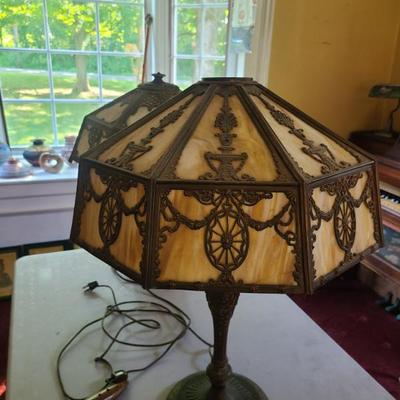 Sale Photo Thumbnail #62: Slag glass lamp