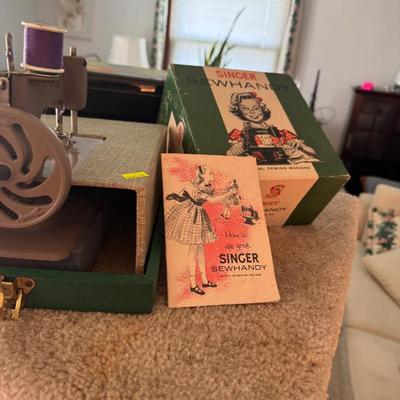 vintage children's sewing box with original box and manual