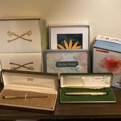 Vintage Cross Pens With cards And Stationary