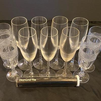 11 Crystal Champagne Flute Set With Diamond File
