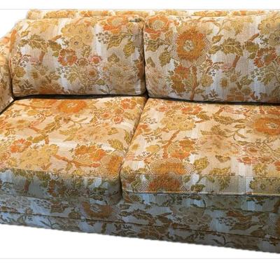 Kraski Furniture MCM Orange Floral Loveseat