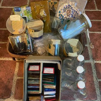 Stained Glass Pieces For Crafting With Fused Art Pieces & Empty Bottles