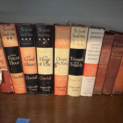 Vintage Books by Winston Churchill Featuring Six Volume WWII Books and The Crisis Novel