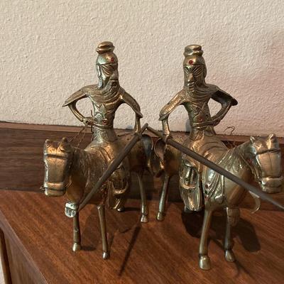 2 Vintage Brass Chinese Warriors
