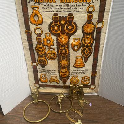 Brass Horse Knockers, Hook, Wind Chime & Cloth Hanging