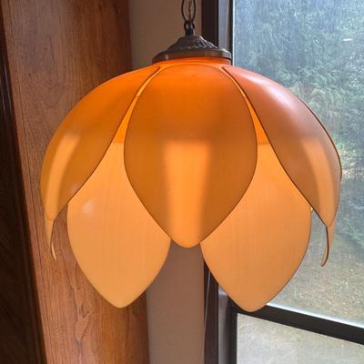 1970’s Yellow Swag Pendant Light (Number 1)