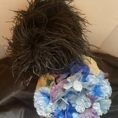 Vintage Ostrich Feather & Floral Silk Flowered Women’s Hats