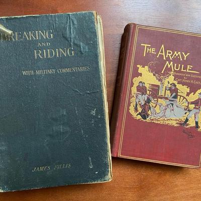 Antique Late 1800s Military Stories And Horse Training Hardcover Books 