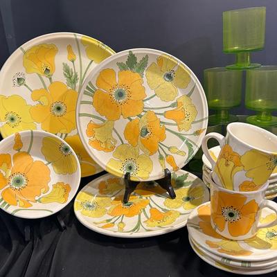Vintage Netflix Poppy Trail Serving Platter, Dinner Plates, Cereal Bowls, Mugs, Saucers And More