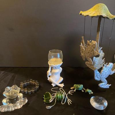 Frog Wind Chime With Frog Candle Holder And Frog Trinkets