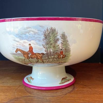 Copeland Spode England Red Rim “The Huntsman” Service Bowl