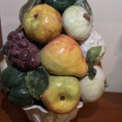 L. Zortea Bassano Glazed Ceramic Fruit And Vegetable Basket