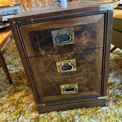Hickory Manufacturing Company Wood Side Table With Brass Handles