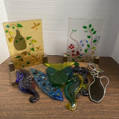 Fused Glass Art In Stands & Smaller Pieces To Hang