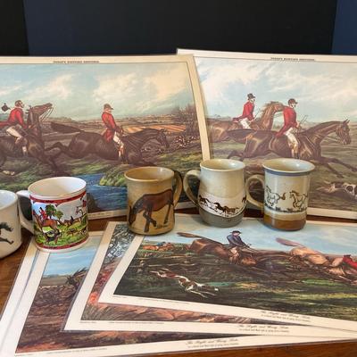 Fores’s Hunting Sketches Laminated With Horse Mugs Some Pottery
