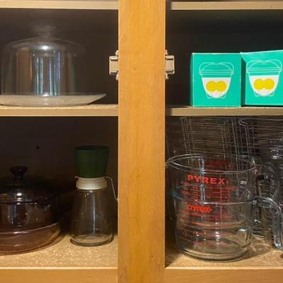 Pyrex Measuring Cups With Pyrex Corning Cups With Vintage Stainless Measuring Spoons And Cake Dish