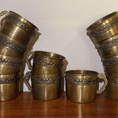 Set Of 11 Vintage Copper Teacups 
