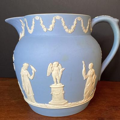 Wedgewood Blue Jasperware Pitcher Jug Made In England 