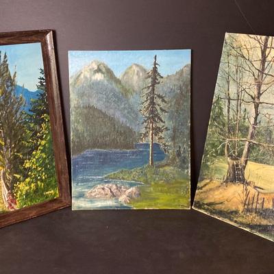 Vintage Alpine Landscape Oil Paintings Signed Cooper